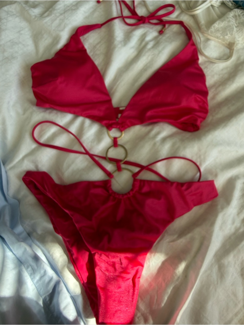 Raspberry Ring-Detail One-Piece Swimsuit